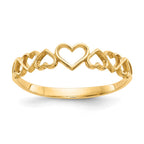 14k Polished Hearts Ring