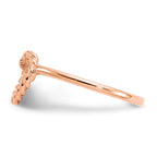 14k Rose Gold Polished and Textured Heart Ring
