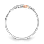 14K White and Rose Gold-Plated Polished 2 Hearts and Leaves Ring