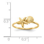14k Polished Shell and Starfish Ring