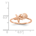 14k Rose Gold Polished Shell and Starfish Ring