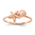 14k Rose Gold Polished Shell and Starfish Ring