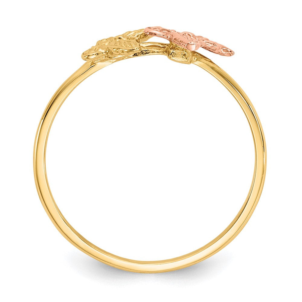14k Two-Tone Polished Two Butterflies Ring