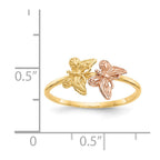 14k Two-Tone Polished Two Butterflies Ring