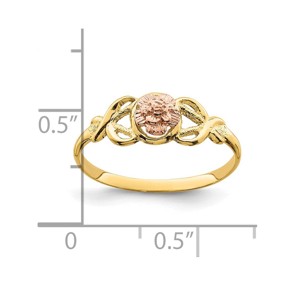 14K Two-Tone Polished Flower Ring