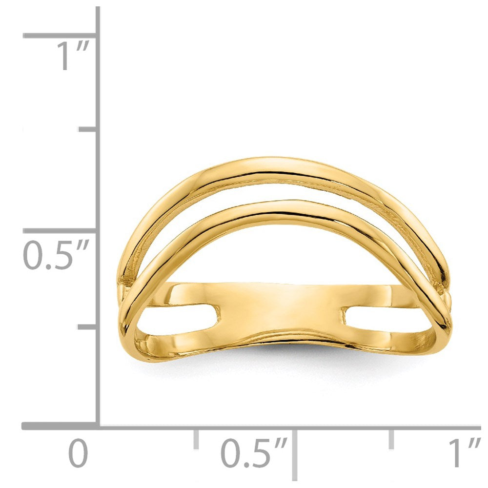 14K Polished Double Wave Fashion Thumb Ring