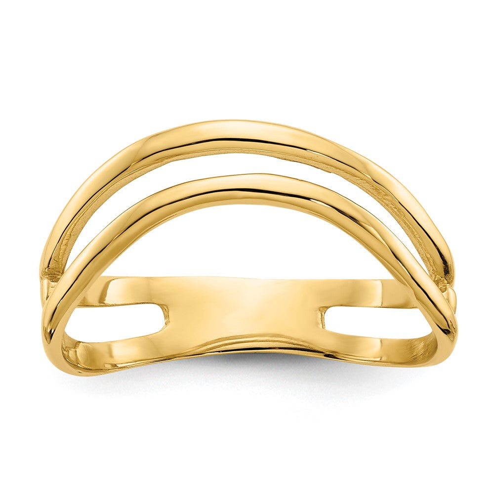 14K Polished Double Wave Fashion Thumb Ring