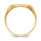 14K Polished 9.5x7.0mm Open Back Baby Rectangular with Stripes Signet Ring