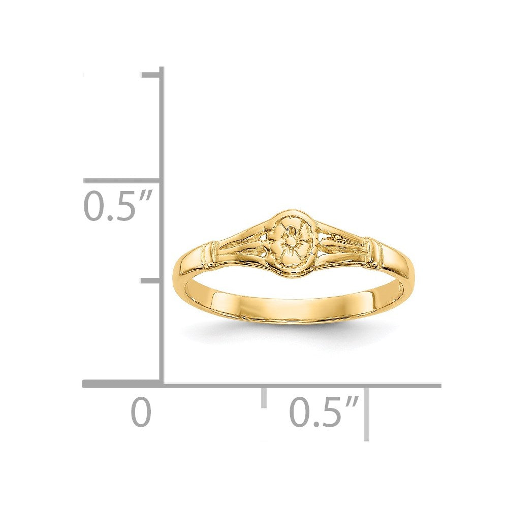 14K Polished Oval Flower Baby / Childs Ring