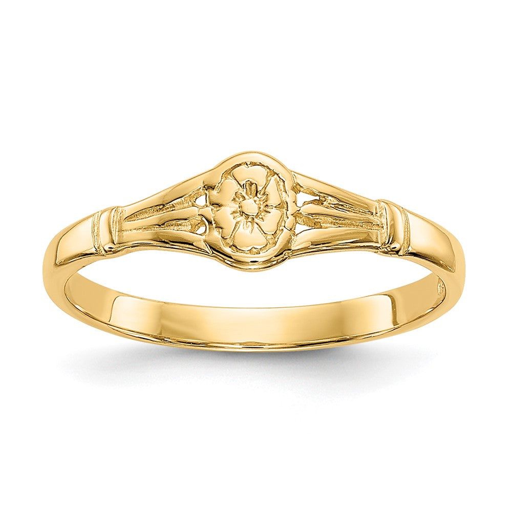 14K Polished Oval Flower Baby / Childs Ring