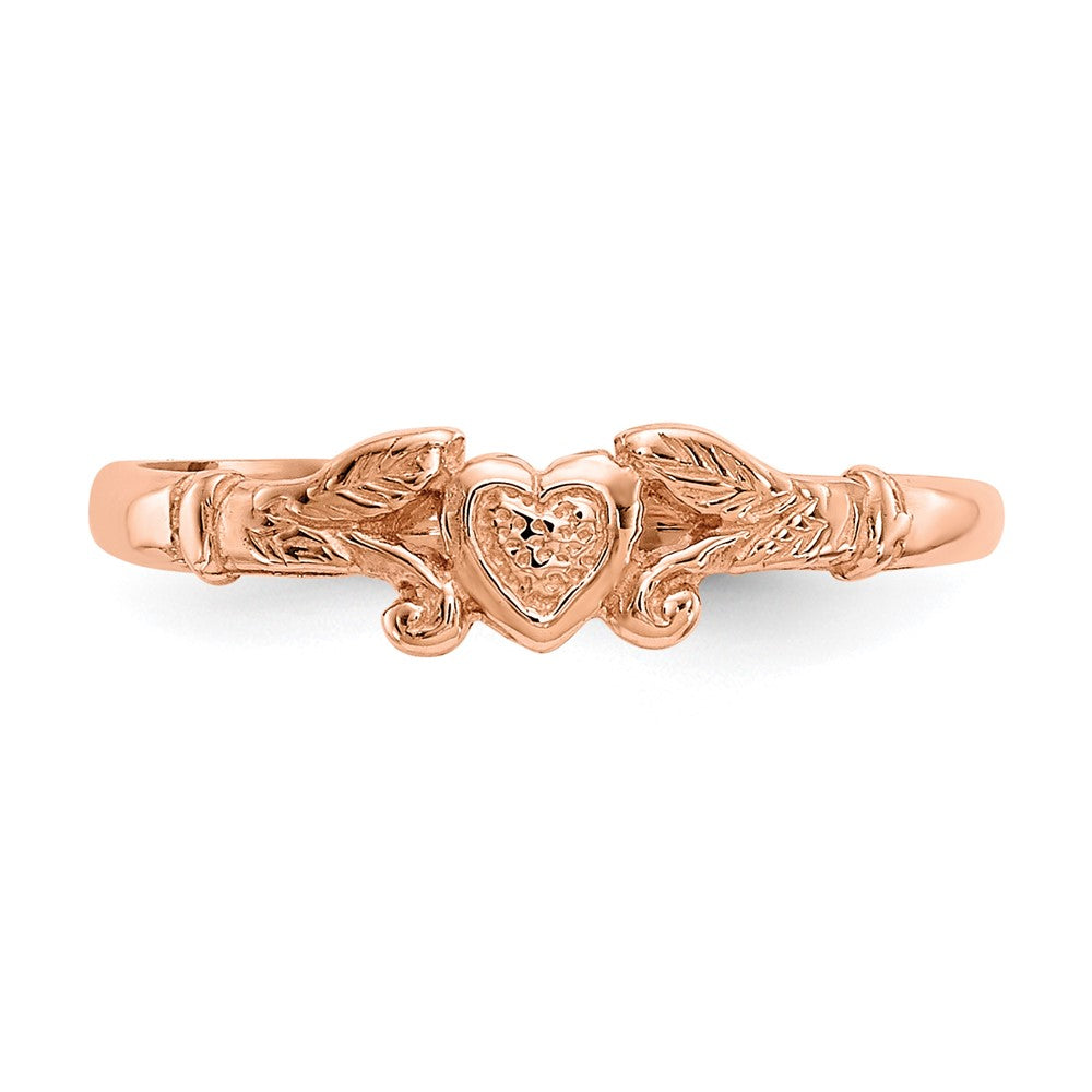 14K Rose Gold Textured Mini Heart Baby / Childs Ring