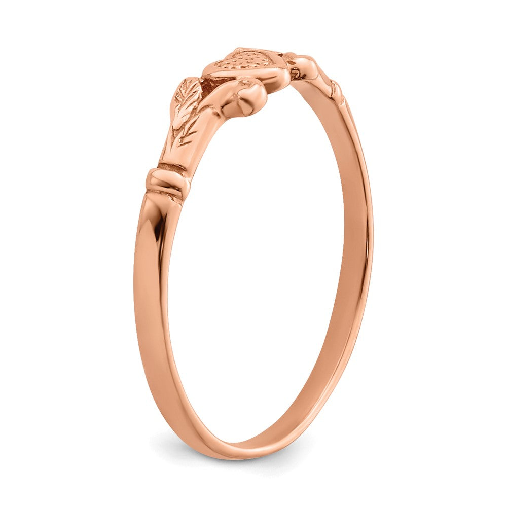 14K Rose Gold Textured Mini Heart Baby / Childs Ring