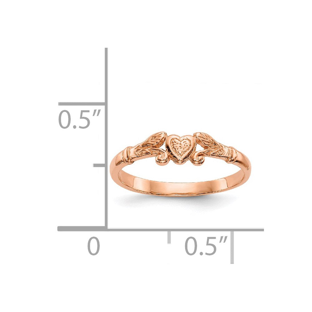 14K Rose Gold Textured Mini Heart Baby / Childs Ring