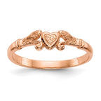 14K Rose Gold Textured Mini Heart Baby / Childs Ring