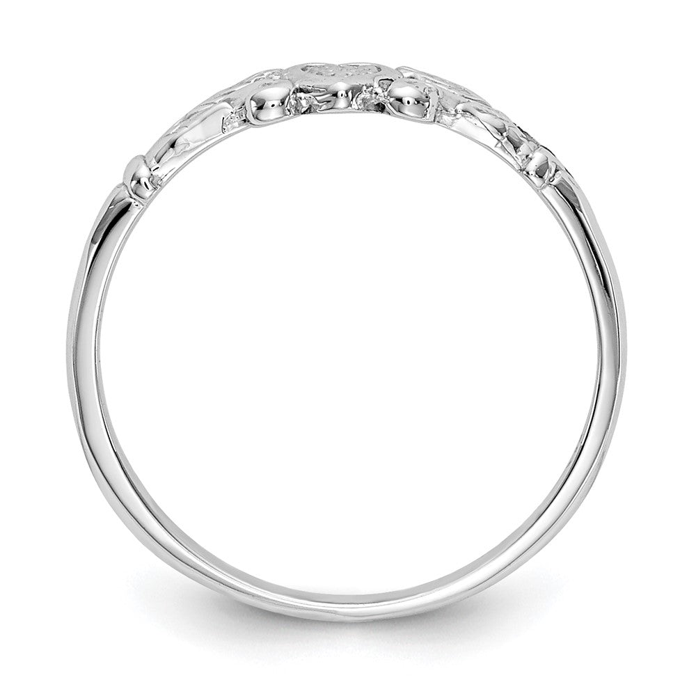 14K White Gold Textured Mini Heart Baby / Childs Ring