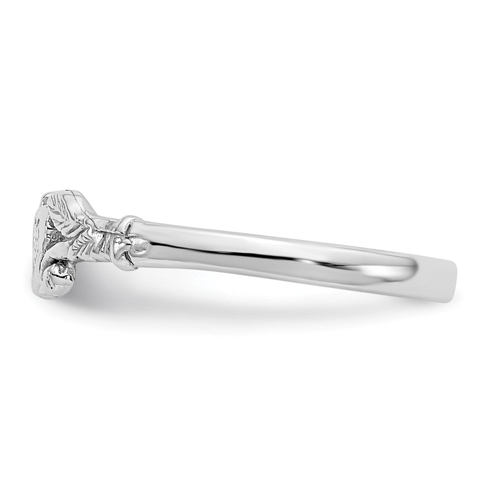 14K White Gold Textured Mini Heart Baby / Childs Ring