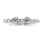 14K White Gold Textured Mini Heart Baby / Childs Ring