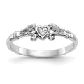 14K White Gold Textured Mini Heart Baby / Childs Ring