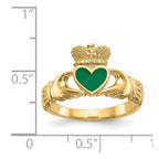 14k Green Enamel Claddagh Ring