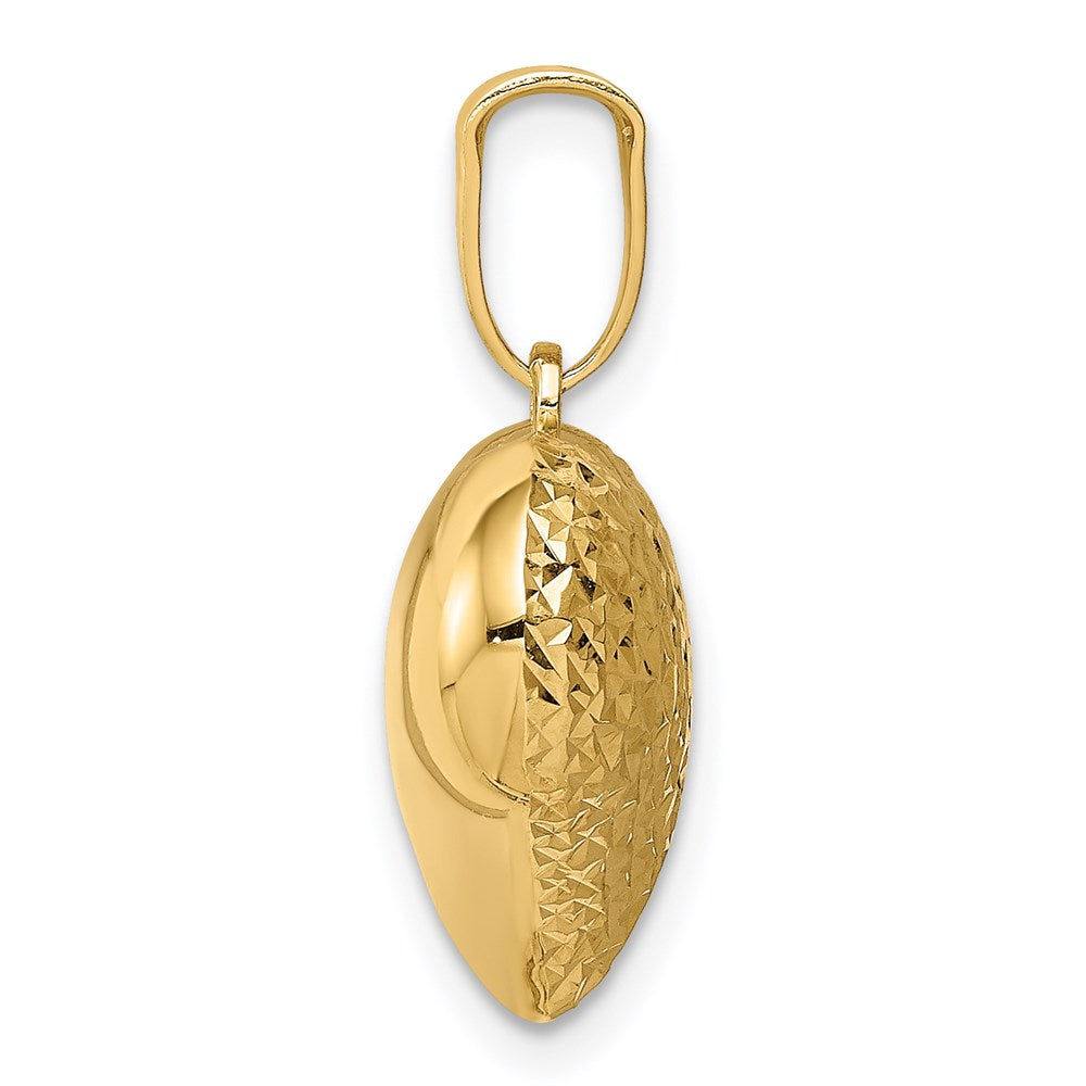 14K Polished and Textured 3-D Puffed Heart Pendant