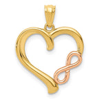 14K Two-tone Polished Infinity Heart Pendant