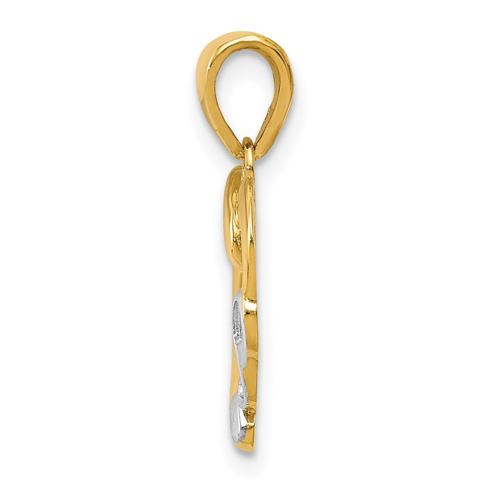 14K and White Rhodium Infinity Heart Pendant