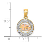 14k Two-tone with White Rhodium CZ 15 in Circle Pendant