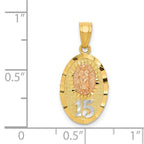 14k Two-tone with White Rhodium Diamond-cut Our Lady of Guadalupe with 15 Pendant