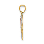 14k Two-tone with White Rhodium Diamond-cut MOM Heart Pendant