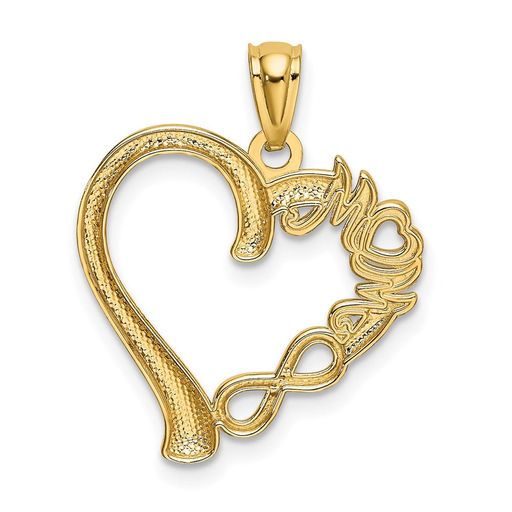 14k Polished MOM in Heart with Infinity Symbol Pendant