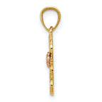 14k Two-tone with White Rhodium Diamond-cut #1 NANA with Rose Pendant