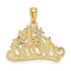 14k Two-tone with White Rhodium Diamond-cut #1 NANA with Rose Pendant
