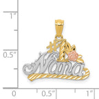 14k Two-tone with White Rhodium Diamond-cut #1 NANA with Rose Pendant