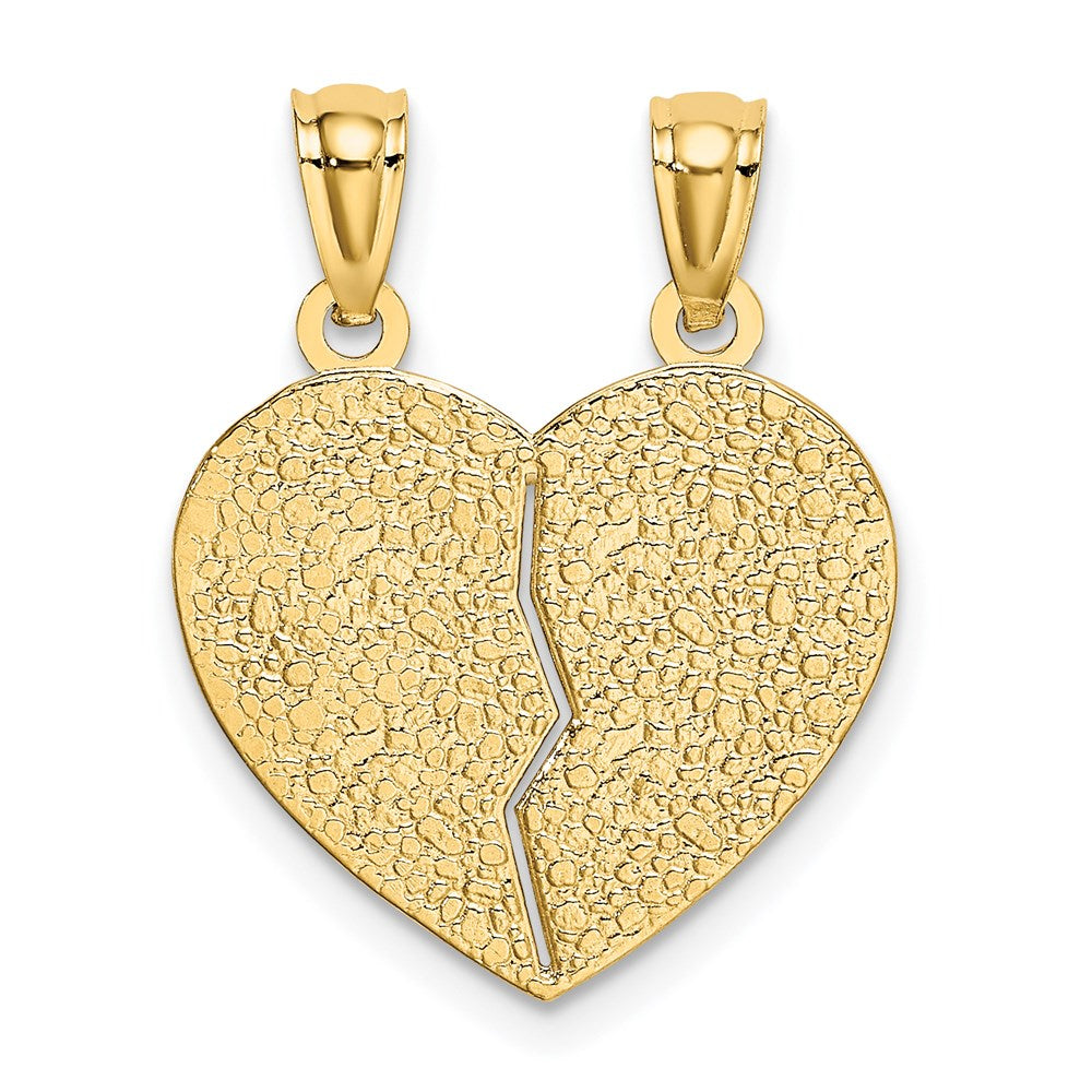 14k Satin and Polished DAUGHTER-MOM 2-Piece Break-Apart Heart Pendant