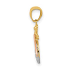 14k Two-tone with White Rhodium Polished Bee Pendant