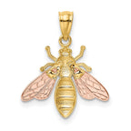 14k Two-tone with White Rhodium Polished Bee Pendant