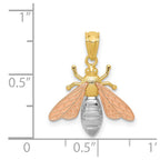 14k Two-tone with White Rhodium Polished Bee Pendant