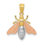 14k Two-tone with White Rhodium Polished Bee Pendant