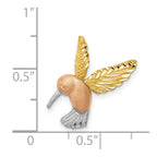 14K Two-tone with White Rhodium Satin Diamond-cut Hummingbird Chain Slide