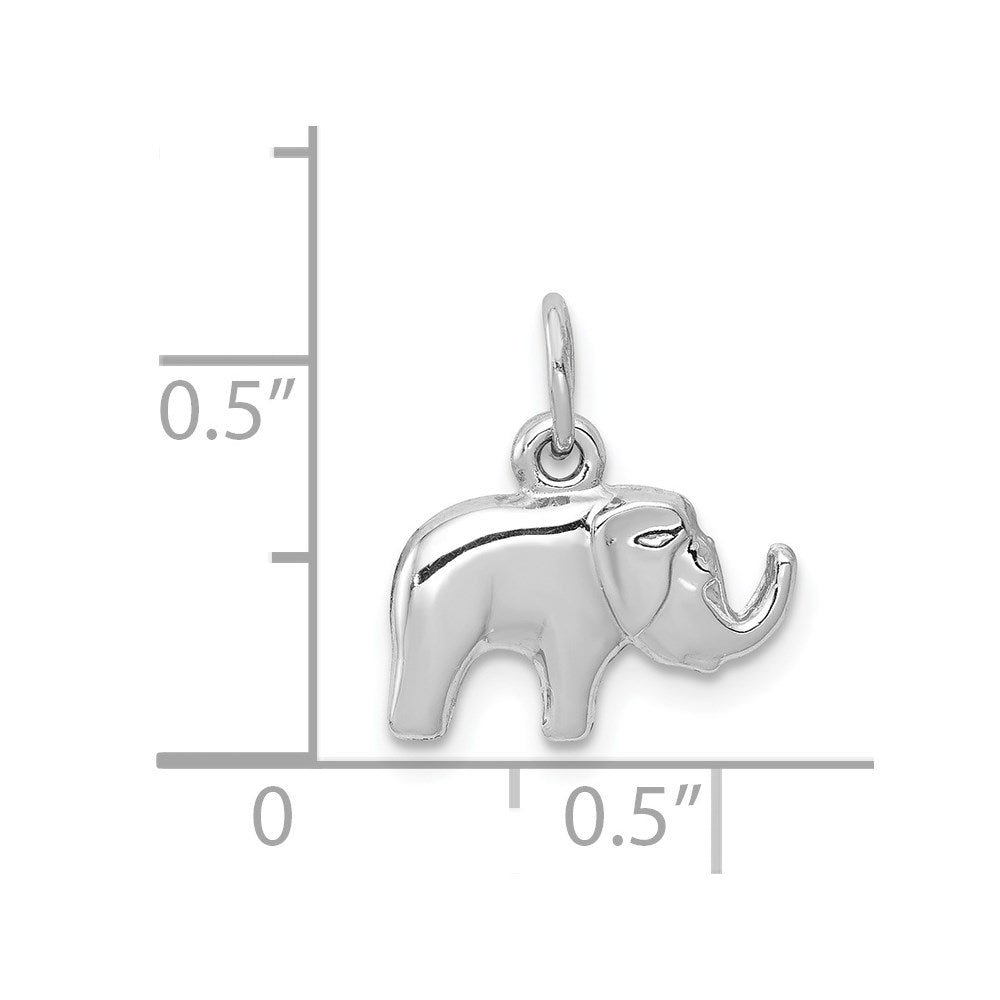 14k White Gold Small Polished Elephant Charm