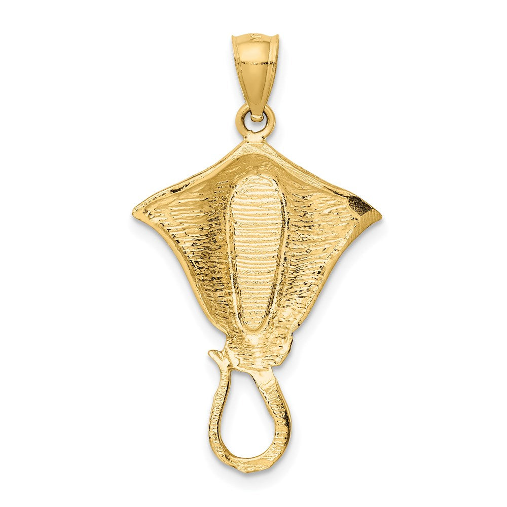 14k Polished Lab Created Blue Opal Stingray Pendant