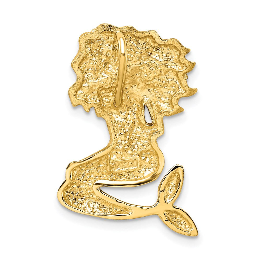 14k and White Rhodium Satin Diamond-cut Mermaid Omega Slide