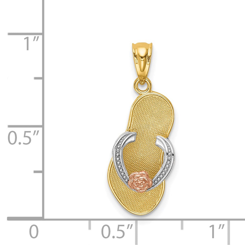 14K Yellow and Rose Gold with White Rhodium Sandal Pendant