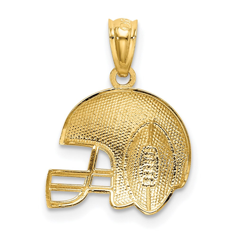 14K and White Rhodium Satin/Polished Football Helmet Pendant