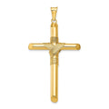 14K Polished with Center Wrap Tube Cross Pendant