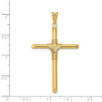 14K Polished with Center Wrap Tube Cross Pendant