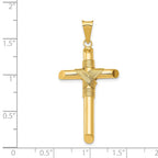 14K Polished with Center Wrap Tube Cross Pendant