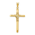 14K Polished with Center Wrap Tube Cross Pendant