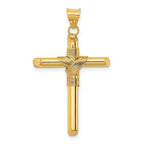 14K Polished with Center Wrap Tube Cross Pendant