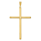 14k Extra Large Polished Tube Cross Pendant